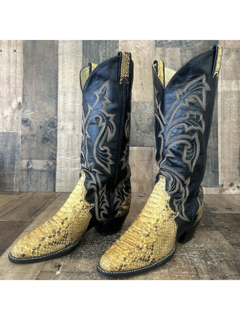 Larry Mahan Vintage Snakeskin Triad Western Cowboy Boots Mens 7.5 D